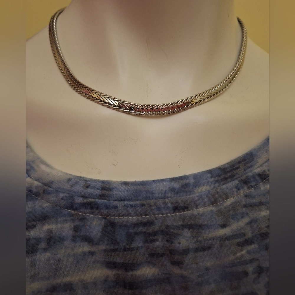 Fifth Avenue Collection Silver Tone  Foxtail 16" Choker Necklace New With Tags
